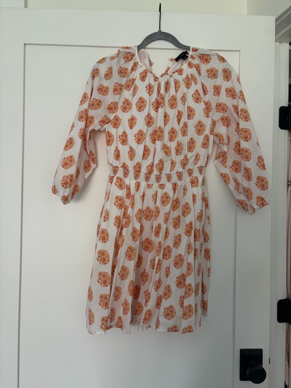 J. Crew White Dress with Orange Floral Pattern